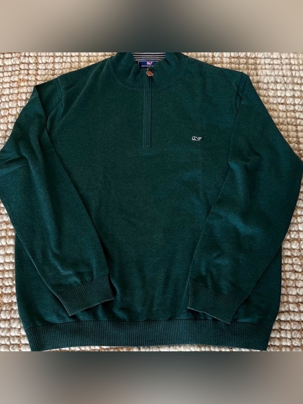 Vineyard Vines Mens Hunter Green Quarter Zip-Up Sweater XL Fall Winter Holiday